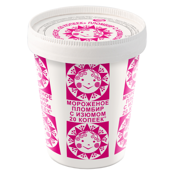 «20 KOPEEK» vanilla ice cream with raisins glass cardboard